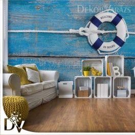   Fotótapéta - Kopott festett kék deszkák tengerparti stílus