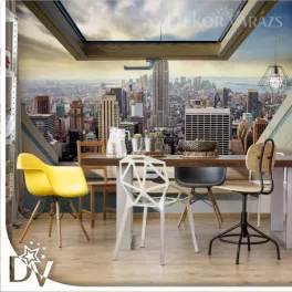   Fotótapéta - New York City látkép 3D tetőtéri ablakból