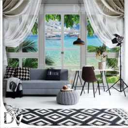   Fotótapéta - Ablak-ajtó illúzió - Trópusi sziget és tengerpart