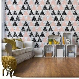   Fotótapéta - Modern geometrikus háromszög minta Pink fekete -
