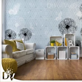   Fotótapéta - Modern  pitypangok és Pillangók design világoskék