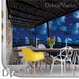   Fotótapéta - Éjszakai  csillagos égbolt kilátás a teraszról