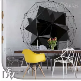   Fotótapéta - 3D modern fekete sokszögű objektum beton hatású háttér