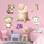 Erdei állatos szett  falmatrica babaszobába