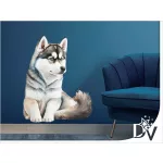 kutyás falmatrica Husky kölyök házikedvenc