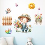 falmatrica gyerekszobába kertész kerítés virágok dekoráció matrica