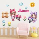 falmatrica gyerekszobába masnis lányok virágok  dekoráció