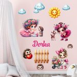 falmatrica gyerekszobába  lányok virágok  dekoráció