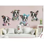 kutyás falmatrica boston terrier lányos gyerekszobába
