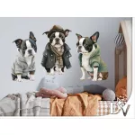 kutyás falmatrica boston terrier fiús gyerekszobába