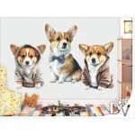 kutyás falmatrica corgi pulcsiban szett gyerekszobába