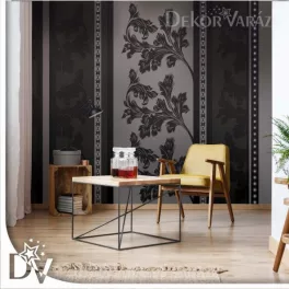 Fotótapéta - Virágos design fekete -és szürke