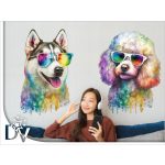 kutyás falmatrica party kutyák szivárvány napszemüveges