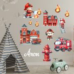 Tűzoltók szolgálatban-falmatrica saját névvel