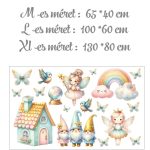 falmatrica gyerekszobába törpés varázsgömbös pasztel  öntapadómatrica