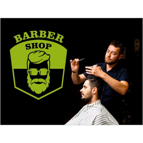 falmatrica barber shop feliratos hajvágás üzletdekoráció falra