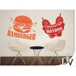 falmatrica hamburger mintás dekoráció büfébe