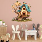 gyerekszoba faldekoráció madaras házikó