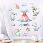 falmatrica dínoszaurusz watercolor pasztel dekoráció