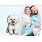 bichon frise kutyás falmatrica bútordekoráció