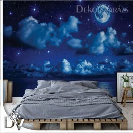   Fotótapéta - Éjszakai  csillagos égbolt felhőkkel és holddal