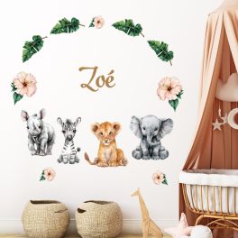 falmatrica watercolor pasztel elefántos babaszobába saját névvel