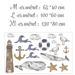 falmatrica babaszobába tenger bálna sirály pasztel mintával watercolor saját névvel öntapadómatrica