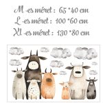 falmatrica babaszobába tehén család pasztel mintával watercolor saját névvel öntapadómatrica