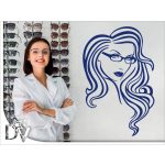 falmatrica hölgy szemüveggel optikába üzletdekor