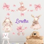 falmatrica babaszobába nyuszi léghajó dekor matrica watercolor