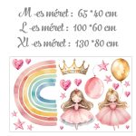 falmatrica babaszobába hercegnők szivárvány pasztel mintával watercolor saját névvel öntapadómatrica