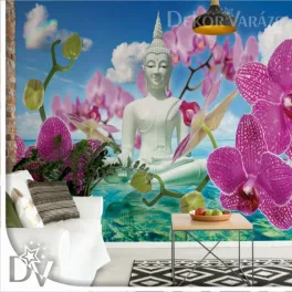 Fotótapéta - Zen virágok orchideák Buddha víz