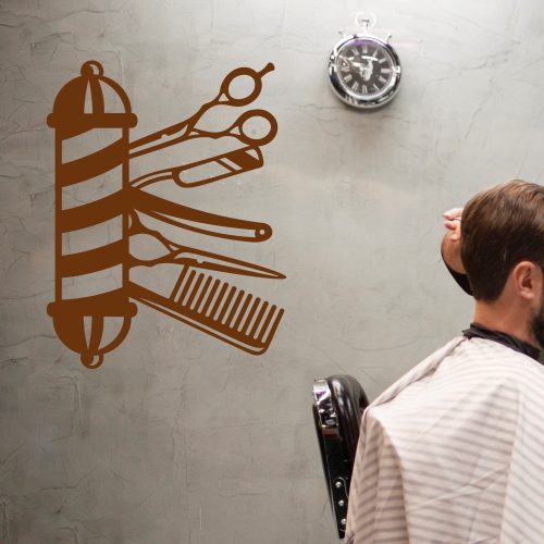 falmatrica barber shop fodrászati kellék mintás dekormatrica üzletbe