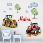 falmatrica traktor watercolor saját névvel  matrica