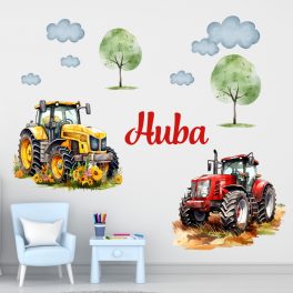 falmatrica traktor watercolor saját névvel  matrica