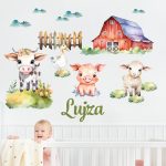Farm állatokkal falmatrica babaszobába  saját névvel