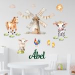 Farm állatokkal falmatrica babaszobába  saját névvel