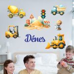 falmatrica munkagépek billencs saját névvel  matrica