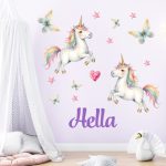 falmatrica saját névvel watercolor dekoráció unikornisatrica babaszobába dekor matrica unikornis