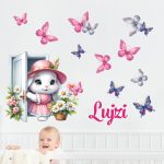 falmatrica babaszobába nyuszi léghajó dekor matrica watercolor