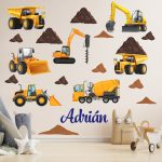 falmatrica munkagépek billencs saját névvel  babaneves  matrica