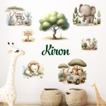 Szafari mintás szett  falmatrica babaszobába saját névvel