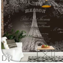   Fotótapéta - Párizs Eiffel Tower vintage jelenet fekete-fehér