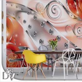   Fotótapéta - Rózsák gyémántok luxus design narancssárga