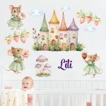 falmatrica babaszobába egérkés dekor matrica watercolor