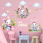 falmatrica babaszobába nyuszi léghajó dekor matrica watercolor