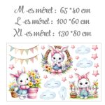 falmatrica babaszobába nyuszik pasztel mintával watercolor saját névvel öntapadómatrica