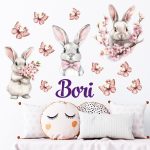 falmatrica nyuszik masnival saját névvel  dekoráció