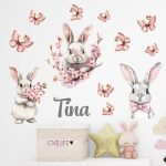 falmatrica babaszobába nyuszi léghajó dekor matrica watercolor