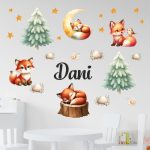 Erdei állatos szett  falmatrica babaszobába saját névvel